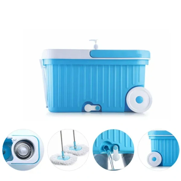 Spin Mop with Bigger Wheels and Plastic Auto Fold Handle for 360 Degree Cleaning