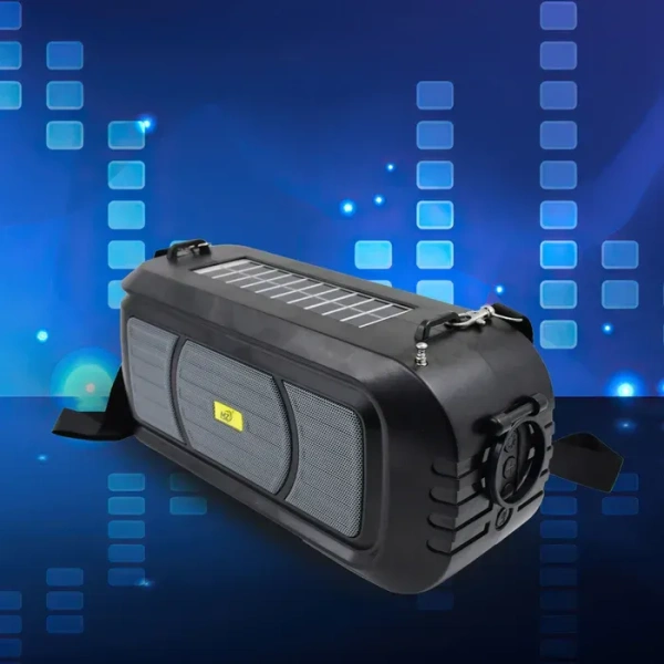 Wireless Bluetooth Speaker 5W High Bass With Wireless Mic / Microphone, LED Torch, Solar Charging, Support USB & Adjustable Strap (1 Set)