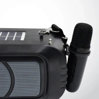 Wireless Bluetooth Speaker 5W High Bass With Wireless Mic / Microphone, LED Torch, Solar Charging, Support USB & Adjustable Strap (1 Set)