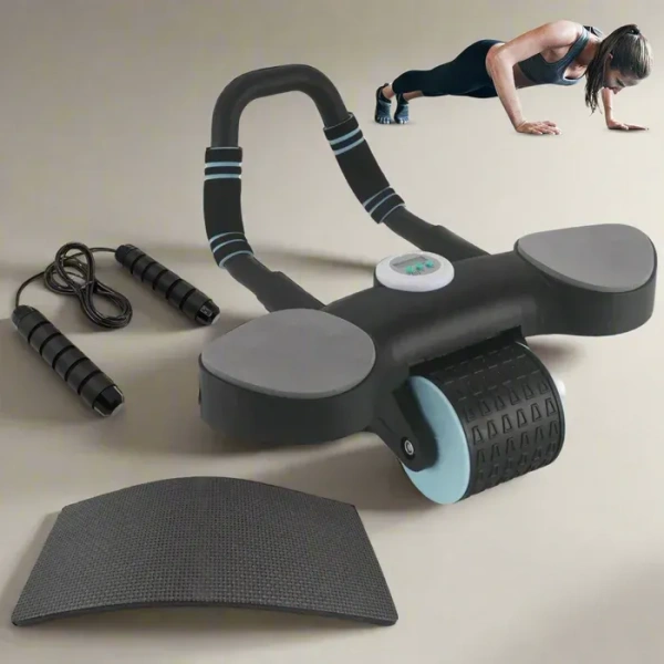 Abdominal Wheel Roller Widened Elbow Support Roller With Timer & Skipping Rope (1 Set)