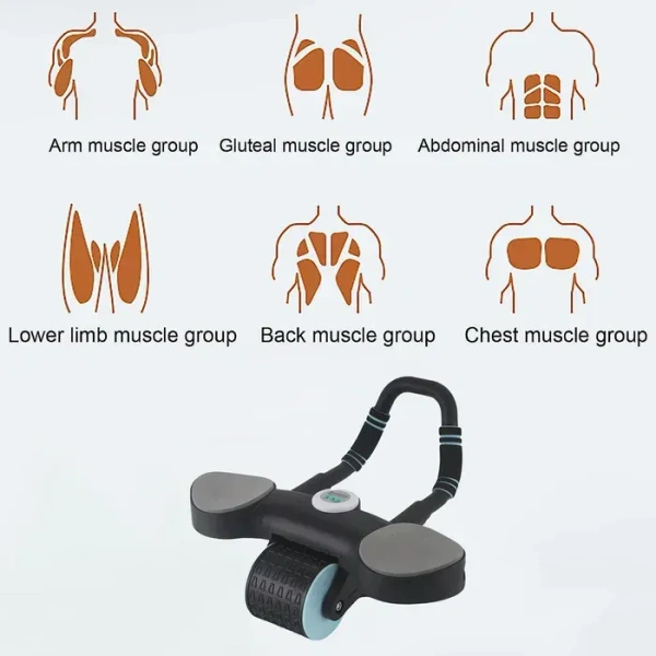 Abdominal Wheel Roller Widened Elbow Support Roller With Timer & Skipping Rope (1 Set)