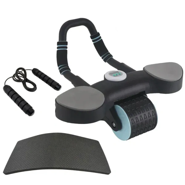 Abdominal Wheel Roller Widened Elbow Support Roller With Timer & Skipping Rope (1 Set)