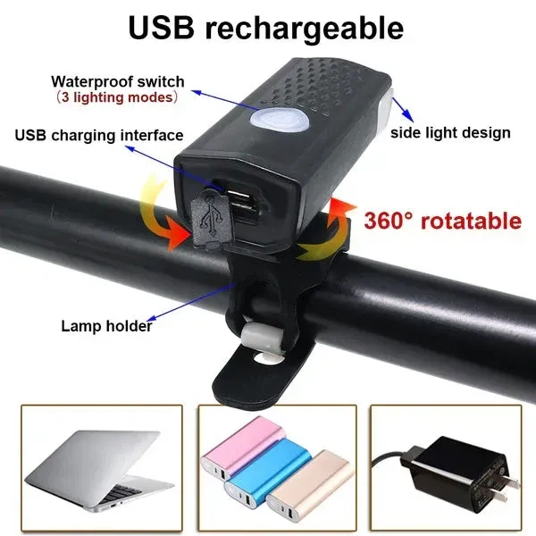 USB Rechargeable Bicycle Light Set 400 Lumen Super Bright Headlight Front Lights
by DeoDap