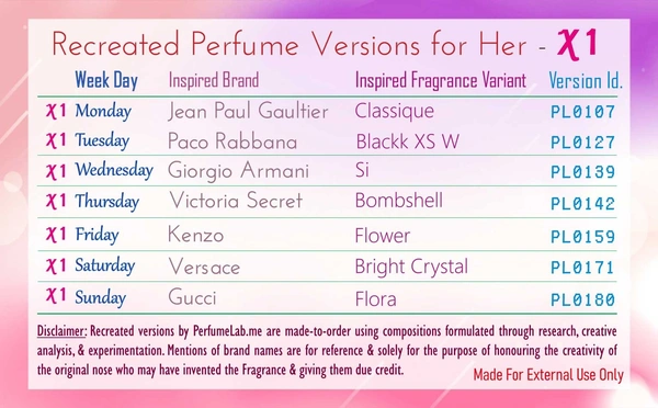 Her X1 - A Perfume A Day Set - 7 x 9ml EDP