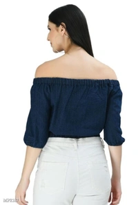Stylish Fancy Denim Top - 32, Navy Blue