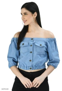 Stylish Fancy Denim Top - 36