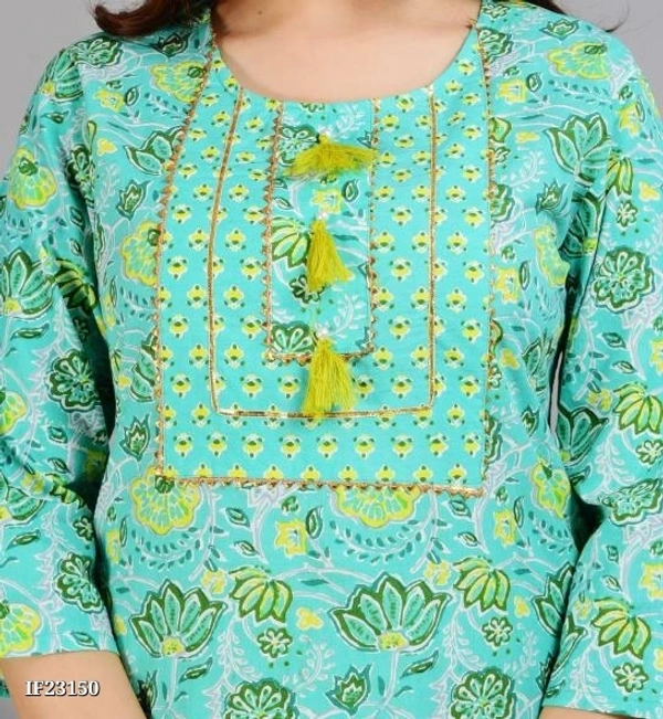Premium Cotton Kurti With Pant And Beautiful Dupatta* - L, Green