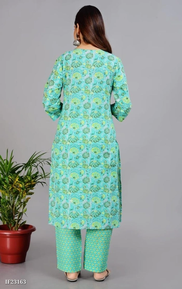 Premium Cotton Kurti With Pant And Beautiful Dupatta* - XXL, Green