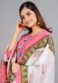 Premium Cotton Kurti With Pant And Beautiful Dupatta* - L, Pink