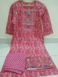 Premium Cotton Kurti With Pant And Beautiful Dupatta* - XXL, Pink