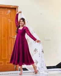 Part Wear Gown With Digital Print Dupatta  - M