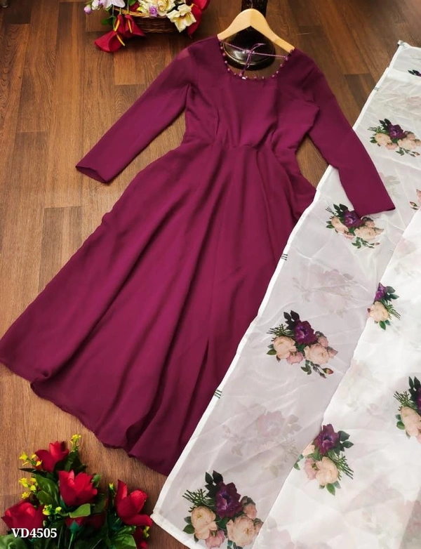 Part Wear Gown With Digital Print Dupatta  - XL