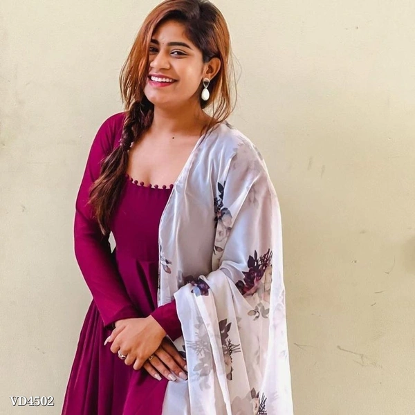 Part Wear Gown With Digital Print Dupatta  - XXL