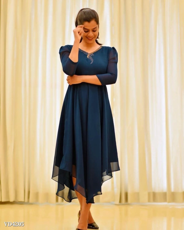Diamond Cut Kurti* - XL, Navy Blue