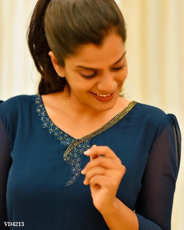 Diamond Cut Kurti* - XL, Navy Blue