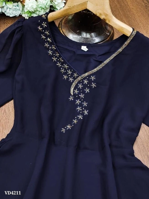 Diamond Cut Kurti* - XL, Navy Blue