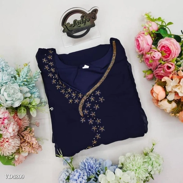 Diamond Cut Kurti* - XL, Navy Blue
