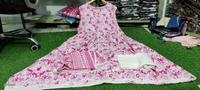 Hand Block Print Anarkali Style Kurta, Pant And Dupatta Set* - M, Pink