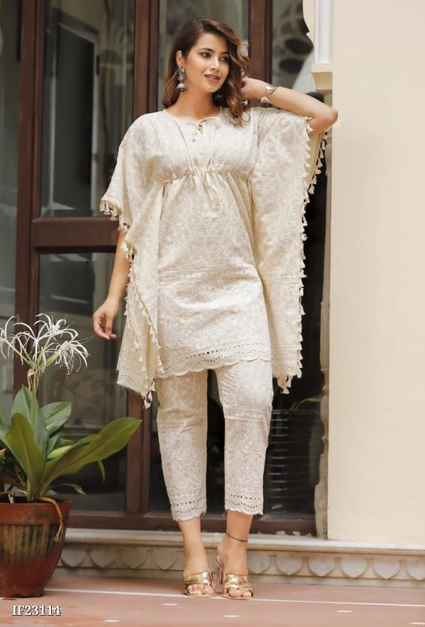 Beautiful Chikankari Kaftan With Pant* - XXL