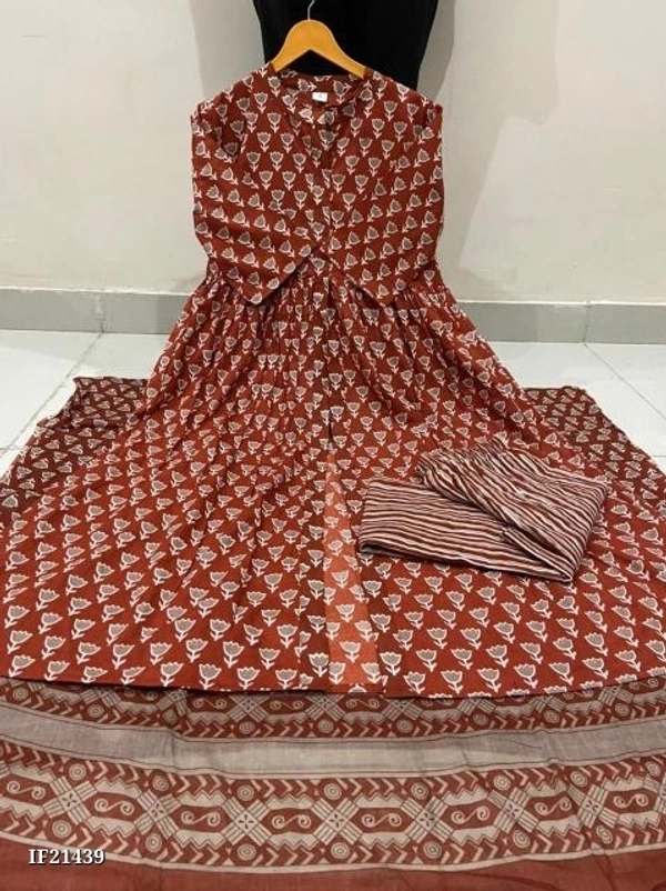 Cotton 60*60 Kurti With Pant With Malmal Cotton 100*100 Dupatta* - M