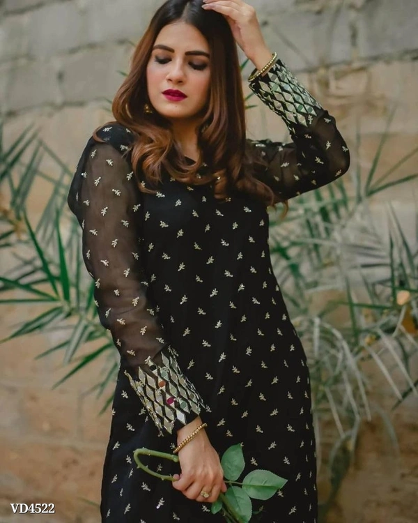 New Arrival Black Kurti And Pant With Beautiful Dupatta* - Free