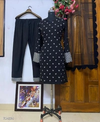 New Arrival Black Kurti And Pant With Beautiful Dupatta* - Free
