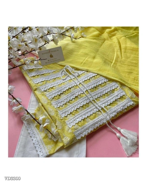 New Jaipuri Kurti With Pant Dupatta 3 Piece Full Set* - M, Yellow 💛