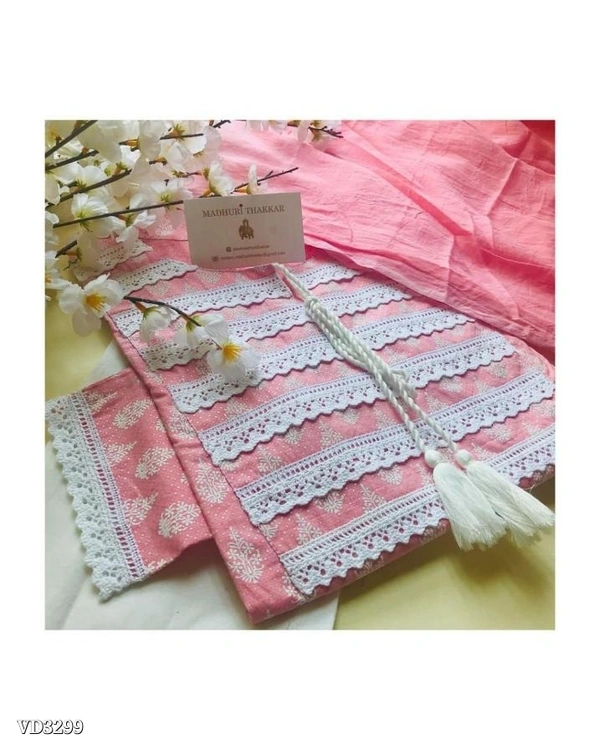 New Jaipuri Kurti With Pant Dupatta 3 Piece Full Set* - L, Pink 💗