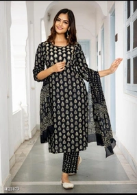 Cotton Block Print Kurti Set - L