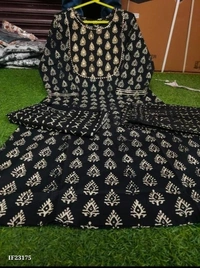 Cotton Block Print Kurti Set - L