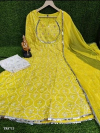 Premium Heavy Rayon Kurti Pant With Dupatta* - XXL, Yellow 💛