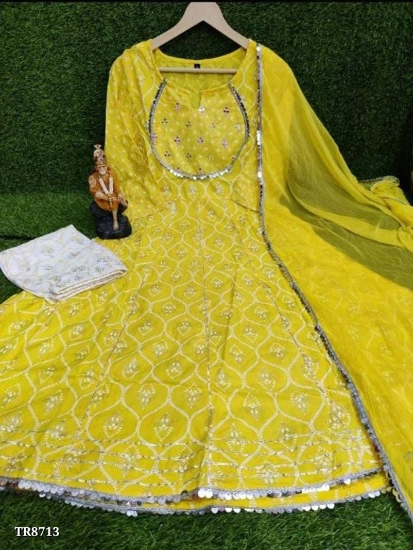 Premium Heavy Rayon Kurti Pant With Dupatta* - XXL, Yellow 💛