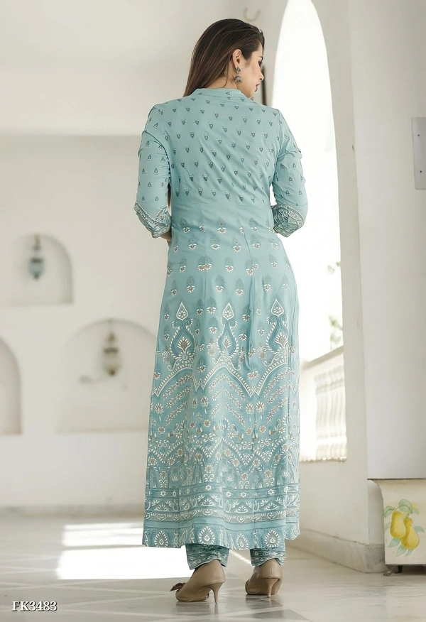 Premium Heavy Rayon Kurti Pant With Dupatta* - XL, Blue💙
