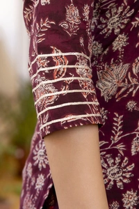 Heavy Embroidery worked kurti with pant and dupatta - XL