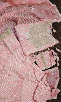 Pink Cotton Kurta Sharara Set - M