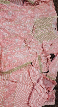 Pink Cotton Kurta Sharara Set - M