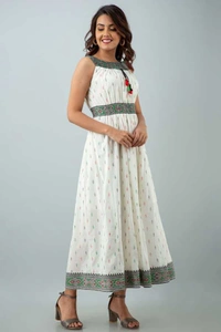 Beautiful Heavy Reyon Fabric Printed Gown Consite work/ Bobin Elastic - XXL
