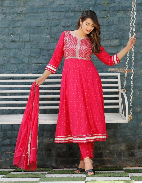 Reyon fabric fine quality kurti neck heavy embroidery sequence work And Jari work  - M