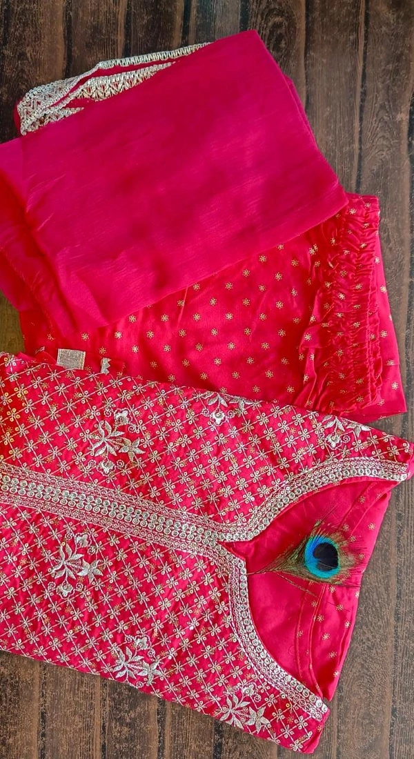 Reyon fabric fine quality kurti neck heavy embroidery sequence work And Jari work  - L