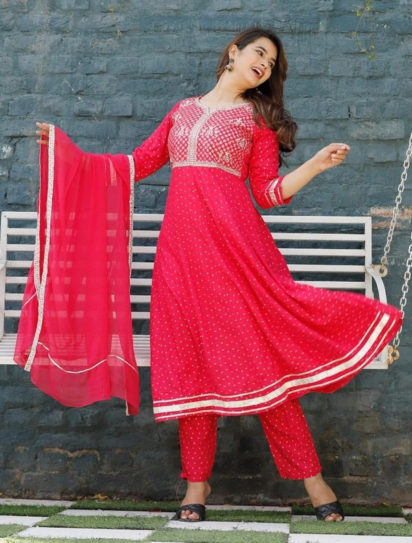 Reyon fabric fine quality kurti neck heavy embroidery sequence work And Jari work  - XL
