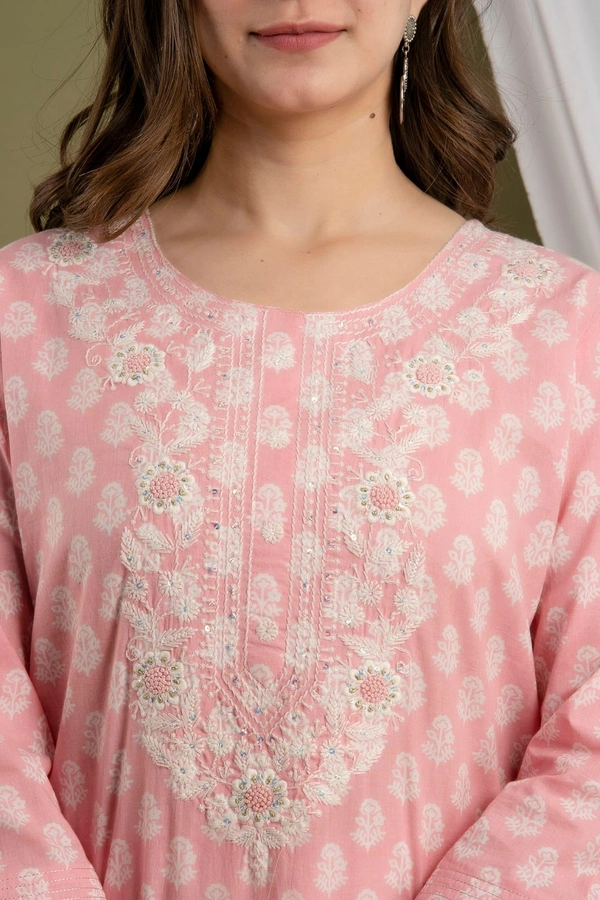 Heavy Embroidery and hand worked kurti with pant and dupatta - L
