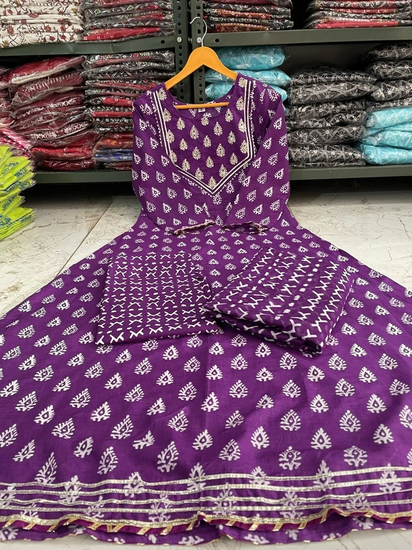 Lomg Flair Kurti With Pant* - Purple, XXL