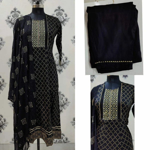 💫Hot Black Anarkali Kurta with Pant and Dupatta🦋 - L