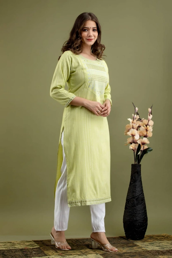 -Beautiful Kurti With Heavy Embroidery Mirror On York and sleeves And Pant - M
