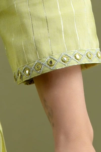 -Beautiful Kurti With Heavy Embroidery Mirror On York and sleeves And Pant - M