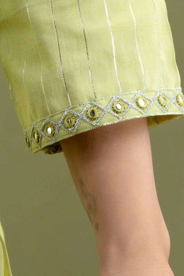 -Beautiful Kurti With Heavy Embroidery Mirror On York and sleeves And Pant - M