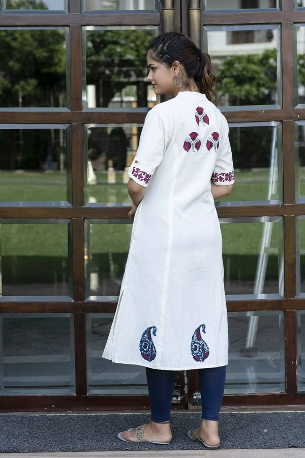 Hand block printed princess cut aline kurta - M