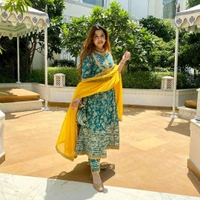 beautiful dress for special occasion full flair cotton anarkali kurti with gota work - XL