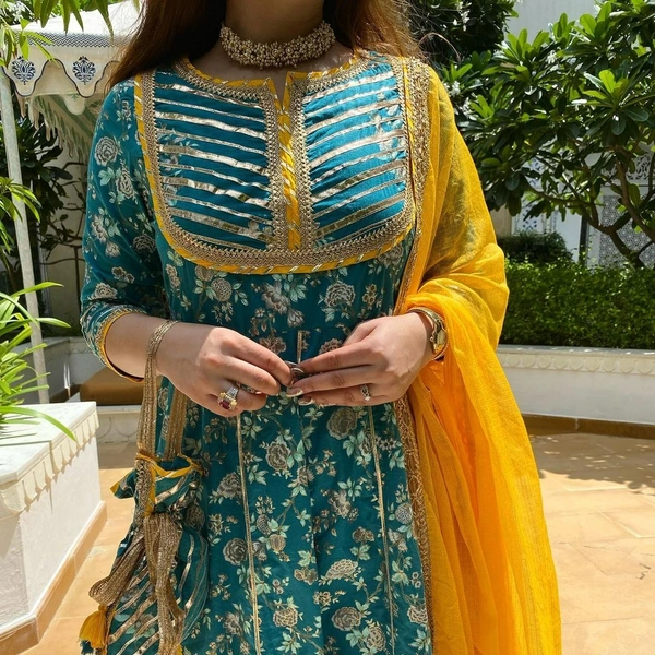 beautiful dress for special occasion full flair cotton anarkali kurti with gota work - XL