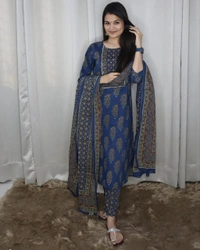 Katha & sequence, gota work on yoke. Pure cotton  pant &  full duppttaa - XL